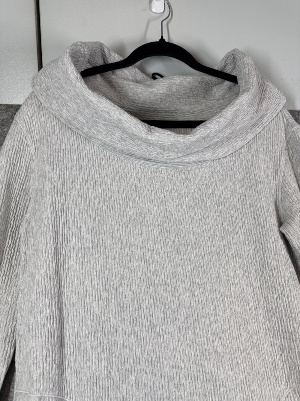Lululemon Along the Way Dress Light Gray Cowl Neck Sweater Dress Ribbed Slouchy - Picture 3 of 14